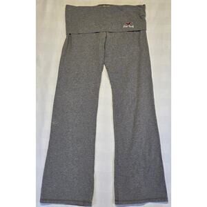 Vintage Hollister Y2K Gray Yoga Pants Large Fold Over Waist Logo Stretch Casual